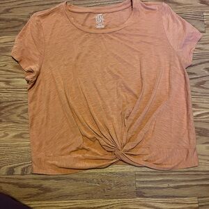 aerie Rust Orange Twist-Front Short Sleeve Tee